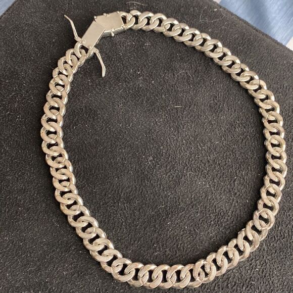 COPY - 17” x .5” CZ silver chain necklace. Diamond double lock clasp - Picture 6 of 9